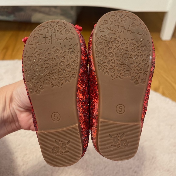 SweetHoney red glitter ballet flats with bow - Picture 5 of 8